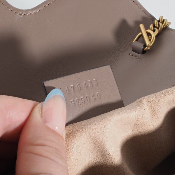 Gucci Mini GG Marmont Matelassé Leather Crossbody Bag in Taupe - Picture 12 of 13